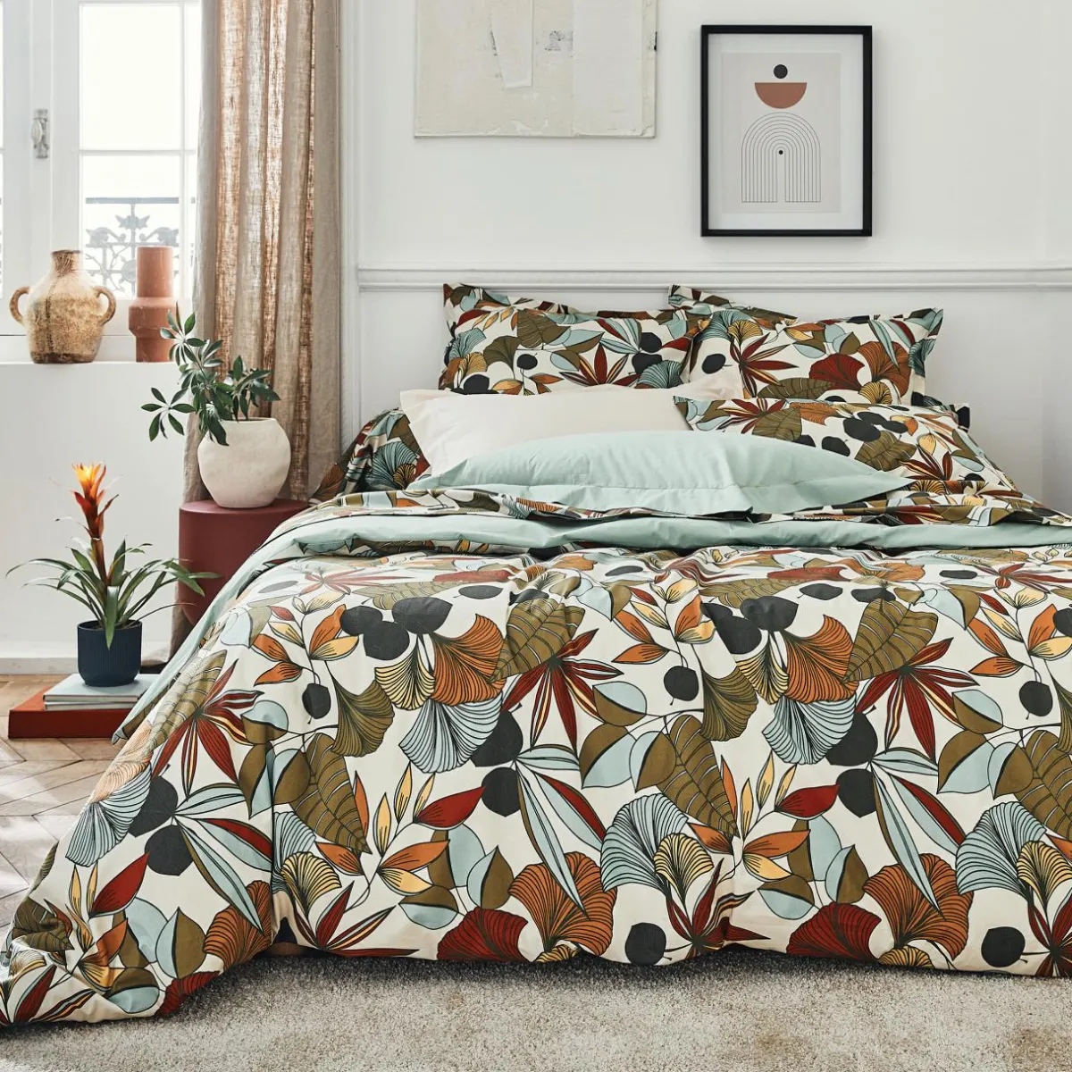 TRADILINGE Housse de couette percale de coton (260 x 240 cm) Cascade Multicolore Discount