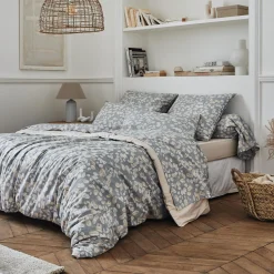 TRADILINGE Housse de couette percale de coton (280 x 240 cm) Lison e Gris Hot