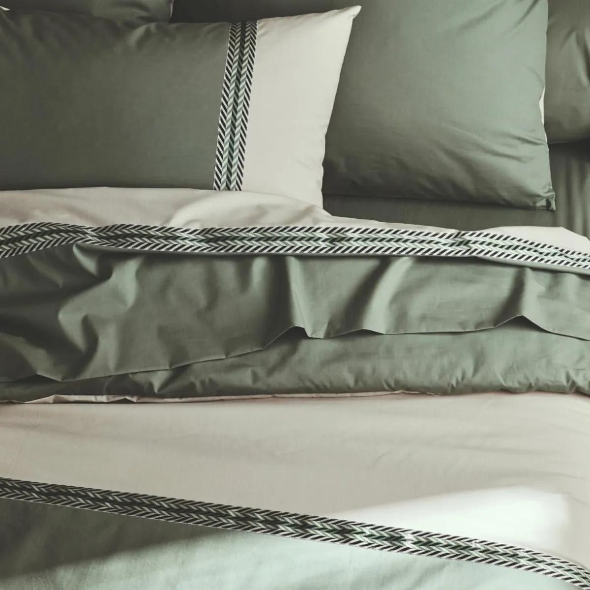 TRADILINGE Housse de couette percale de coton (240 x 220 cm) Noa Vert kaki Discount