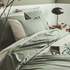 TRADILINGE Housse de couette percale de coton (240 x 220 cm) Noa Vert kaki Discount