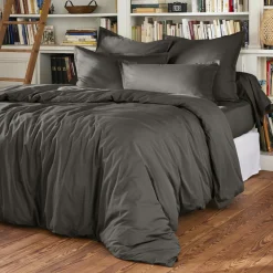 EMINZA Housse de couette percale de coton (200 x 200 cm) Cali Gris Anthracite Sale