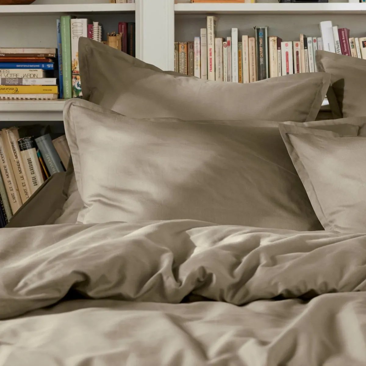 EMINZA Housse de couette percale de coton (200 x 200 cm) Cali Taupe Online