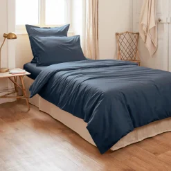 EMINZA Housse de couette percale de coton (140 x 200 cm) Cali Bleu marine Clearance