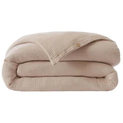 EMINZA Housse de couette quadruple gaze de coton (240 x 220 cm) Victoria x Gaïa Ficelle Discount