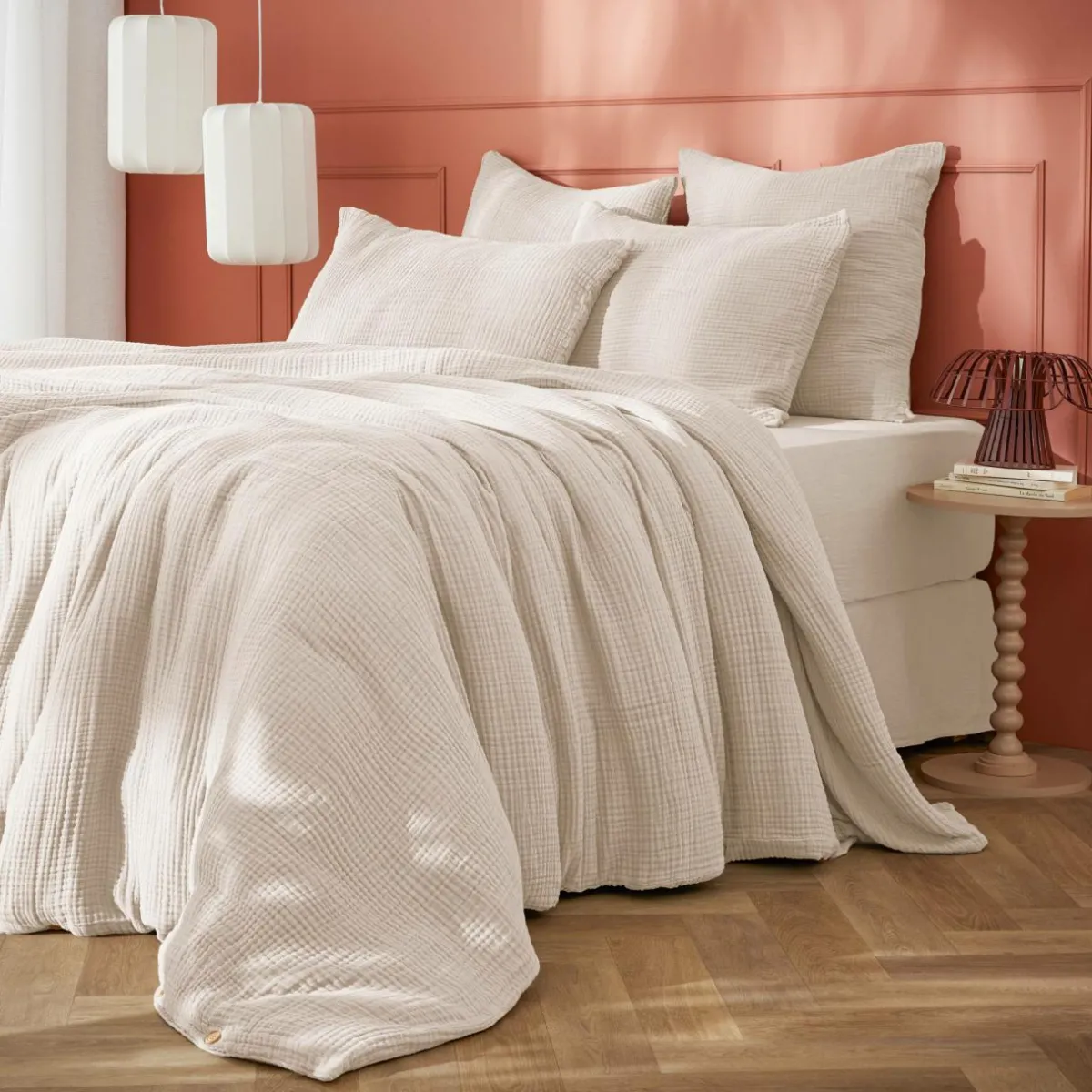 EMINZA Housse de couette quadruple gaze de coton (280 x 240 cm) Victoria x Gaïa pampa Beige Sale