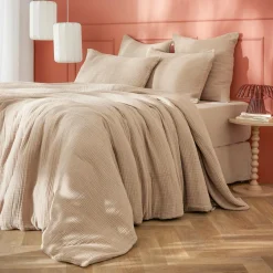 EMINZA Housse de couette quadruple gaze de coton (200 x 200 cm) Victoria x Gaïa Ficelle Outlet