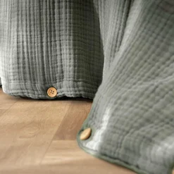 EMINZA Housse de couette quadruple gaze de coton (280 x 240 cm) Victoria x Gaïa Vert romarin Best