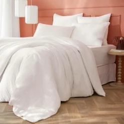 EMINZA Housse de couette quadruple gaze de coton (260 x 240 cm) Victoria x Gaïa chantilly Blanc New