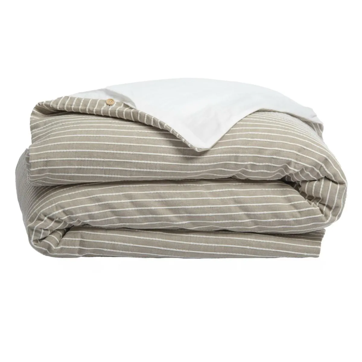 EMINZA Housse de couette réversible coton texturé et percale (140 x 200 cm) Alice Ecru Outlet