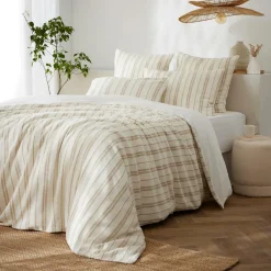 EMINZA Housse de couette réversible coton texturé et percale (140 x 200 cm) Alice Ficelle Hot