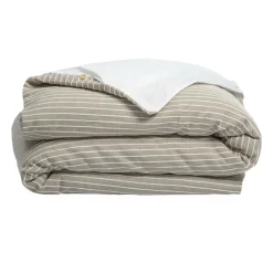 EMINZA Housse de couette réversible coton texturé et percale (240 x 220 cm) Alice Ecru Clearance
