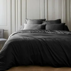 EMINZA Housse de couette satin de bambou (140 x 200 cm) Sienna Noir Online