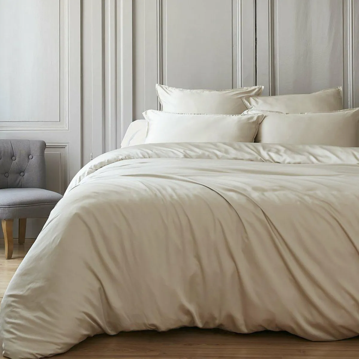 EMINZA Housse de couette satin de bambou (200 x 200 cm) Sienna Beige Discount