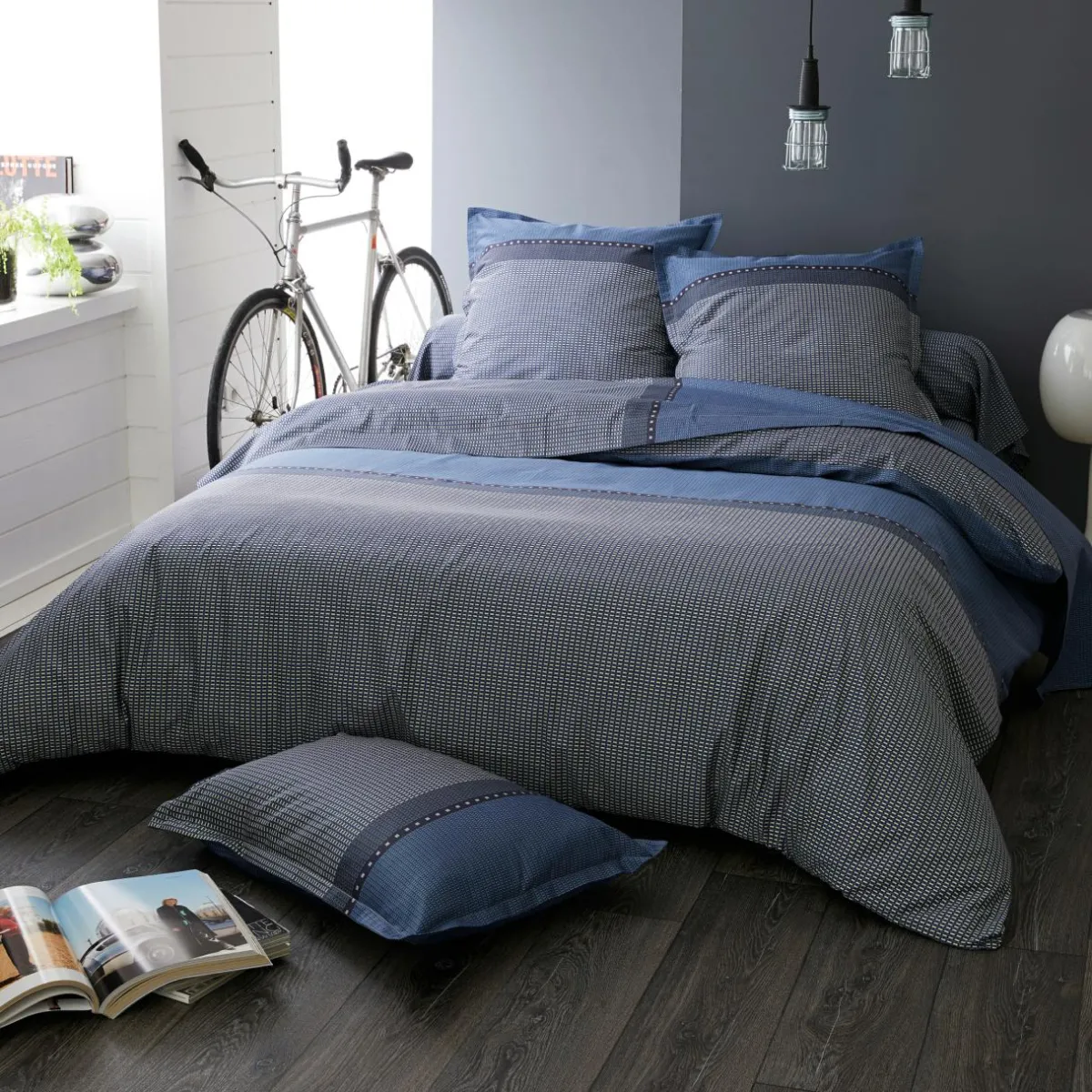TRADILINGE Housse de couette satin de coton (260 x 240 cm) Enzo e Bleu Hot