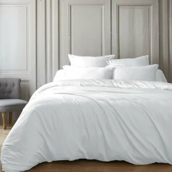 EMINZA Housse de couette satin de bambou (260 x 240 cm) Sienna chantilly Blanc New