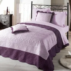 DOUCEUR D'INTERIEUR Housse de coussin boutis carrée (60 cm) Edana Prune Best