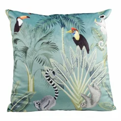 OSTARIA Housse de coussin carrée (40 x 40 cm) Jungle e Bleu New