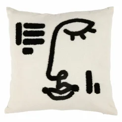 OSTARIA Housse de coussin carrée (40 x 40 cm) Portrait he Blanc New