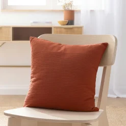 EMINZA Housse de coussin carrée coton tissé (40 x 40 cm) Léa Terracotta