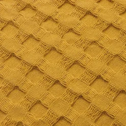 EMINZA Housse de coussin carrée coton nid d'abeille (40 x 40 cm) Maya Jaune safran Outlet