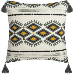 ATMOSPHERA Housse de coussin carrée coton (40 x 40 cm) Azteq Pampil Ecru Clearance