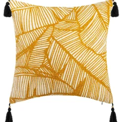 ATMOSPHERA Housse de coussin carrée coton (40 x 40 cm) Tropik Jaune ocre Sale
