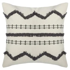 ATMOSPHERA Housse de coussin carrée coton (40 x 40 cm) Wave e Gris New