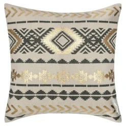 ATMOSPHERA Housse de coussin carrée coton (40 x 40 cm) Etnik Gris New