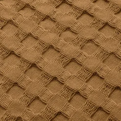 EMINZA Housse de coussin carrée coton nid d'abeille (40 x 40 cm) Maya Camel