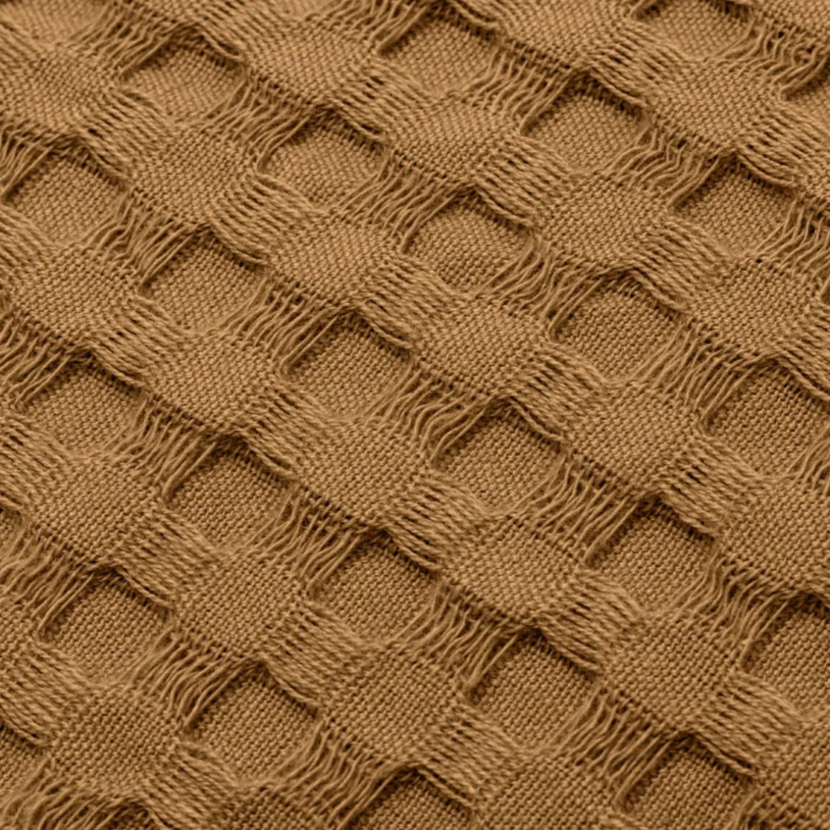 EMINZA Housse de coussin carrée coton nid d'abeille (40 x 40 cm) Maya Camel