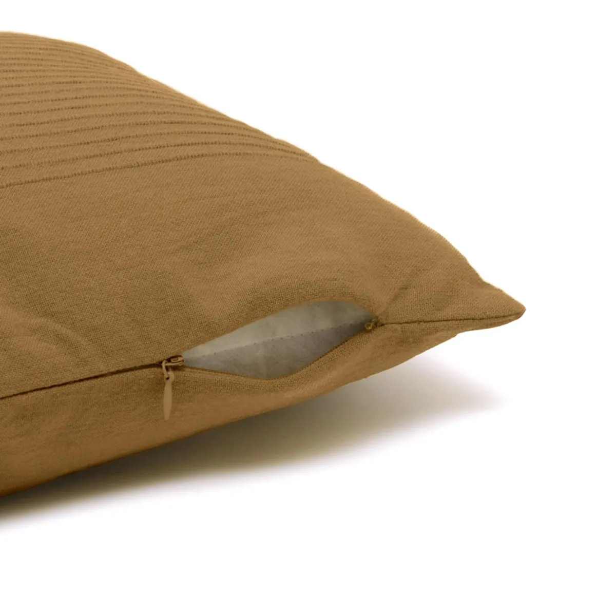 EMINZA Housse de coussin carrée coton tissé (40 x 40 cm) Léa Camel