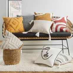 DOUCEUR D'INTERIEUR Housse de coussin carrée coton (40 x 40 cm) Mirade Camel Discount