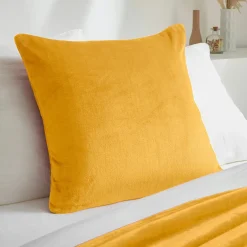 EMINZA Housse de coussin carrée flanelle (60 x 60 cm) Didou Jaune moutarde Sale