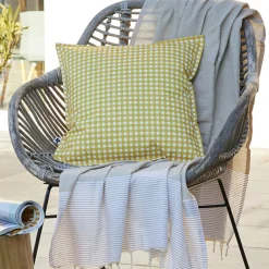 EMINZA Housse de coussin extérieur carrée (45 x 45 cm) Vickie Jaune Vichy jaune