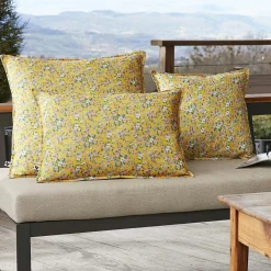L'effet papillon Housse de coussin extérieur carrée (45 x 45 cm) Manon Jaune New