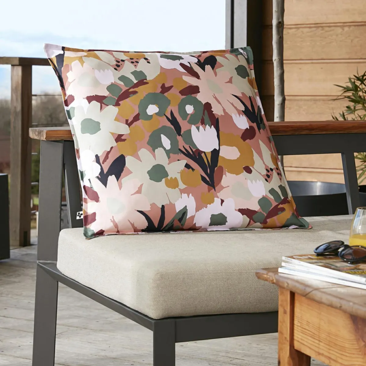 L'effet papillon Housse de coussin extérieur carrée (60 x 60 cm) Léane Multicolore Best
