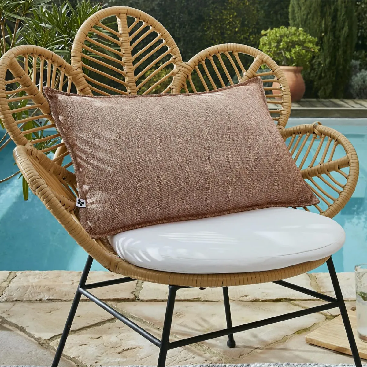 L'effet papillon Housse de coussin extérieur rectangulaire (40 x 60 cm) Naia Corail Orange Outlet