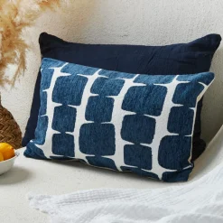 Atmosphera, cru017dateur d'intu017drieur Housse de coussin rectangulaire (30 x 50 cm) Jeni e Bleu New