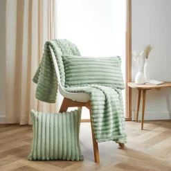 EMINZA Housse de coussin rectangulaire flanelle (30 x 50 cm) Dune Vert sauge Sale