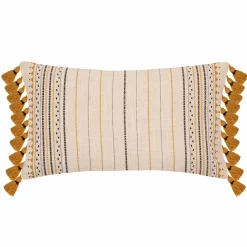 ATMOSPHERA Housse de coussin rectangulaire coton (30 x 50 cm) Amady Jaune ocre Sale