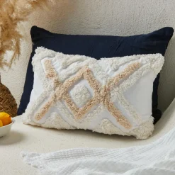 ATMOSPHERA Housse de coussin rectangulaire coton (30 x 50 cm) Rory Ivoire Best