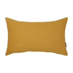 EMINZA Housse de coussin rectangulaire coton nid d'abeille (30 x 50 cm) Maya Jaune safran Best