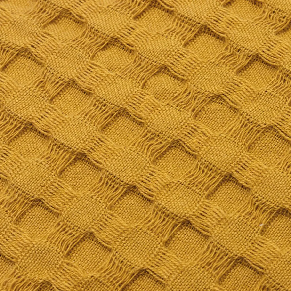EMINZA Housse de coussin rectangulaire coton nid d'abeille (30 x 50 cm) Maya Jaune safran Best