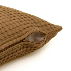 EMINZA Housse de coussin rectangulaire coton nid d'abeille (30 x 50 cm) Maya Camel Best