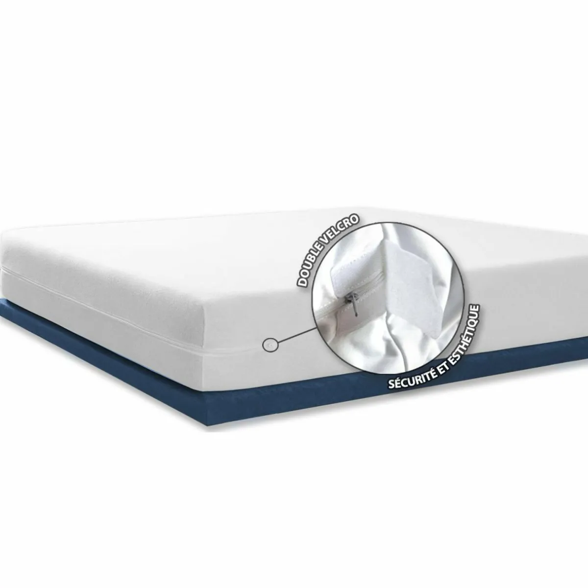 BLEU CALIN Housse de matelas intégrale anti-punaises de lit (180 x 200 cm) Ombeline he Blanc Sale