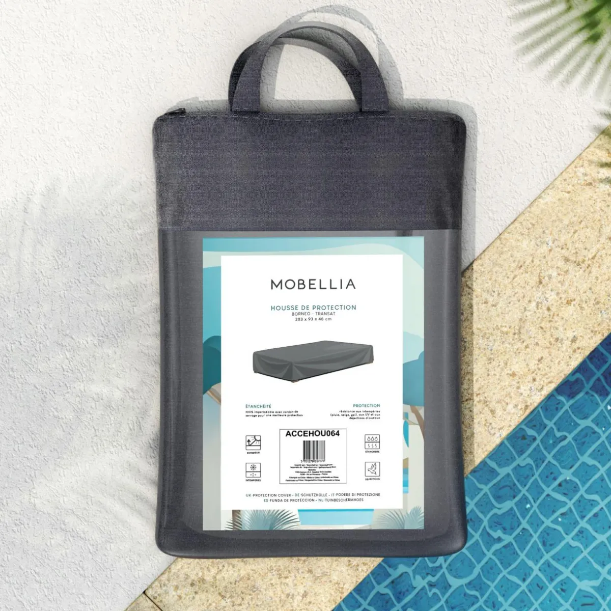 MOBELLIA Housse de protection imperméable pour Transat (203 x 93 cm) Bornéo Gris Anthracite Clearance