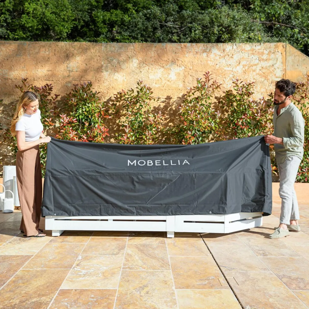 MOBELLIA Housse de protection Imperméable XL pour Salon de jardin (400 x 300 cm) Gris