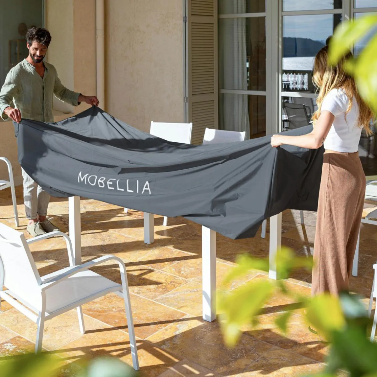 MOBELLIA Housse de protection Imperméable pour Table rectangulaire (225 x 125 cm) Gris Best