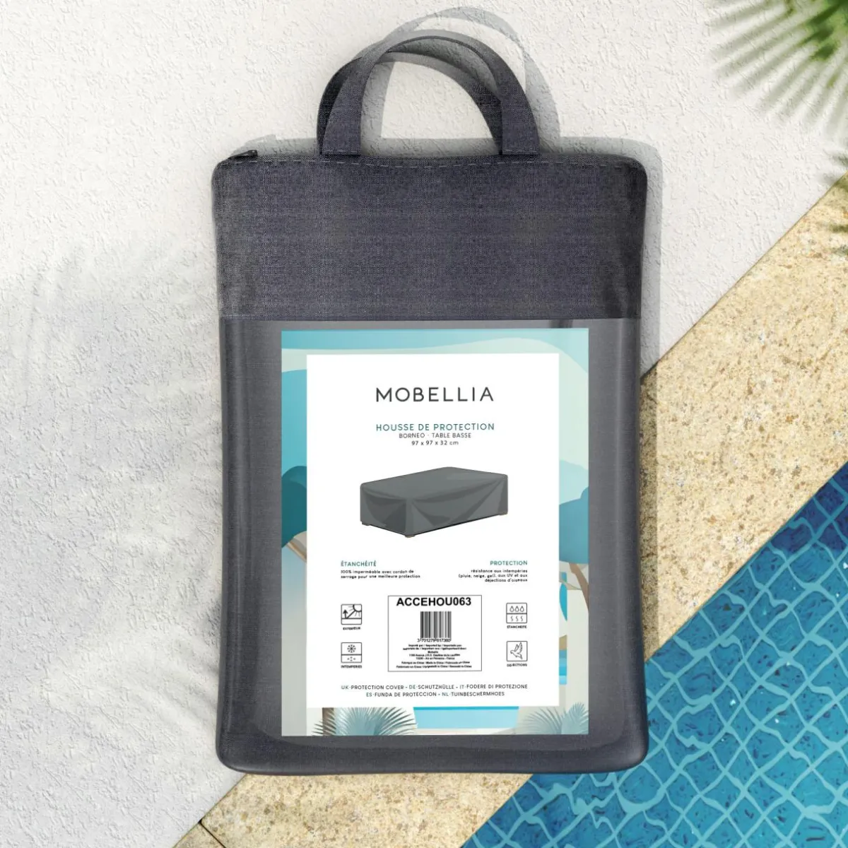 MOBELLIA Housse de protection imperméable pour Table basse (97 x 97 cm) Bornéo Gris Anthracite Sale
