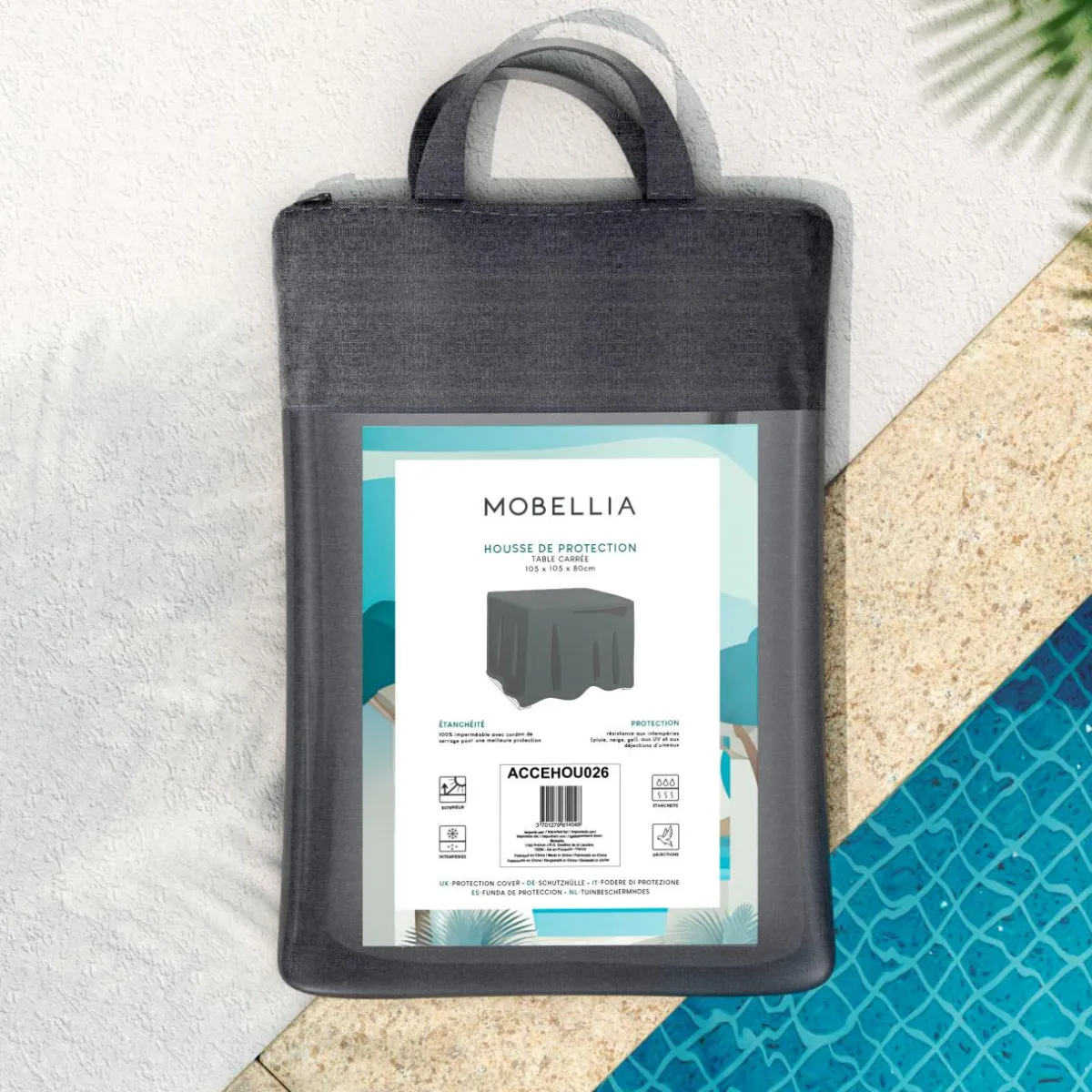 MOBELLIA Housse de protection Imperméable pour Table carrée (105 x 105 cm) Gris Sale